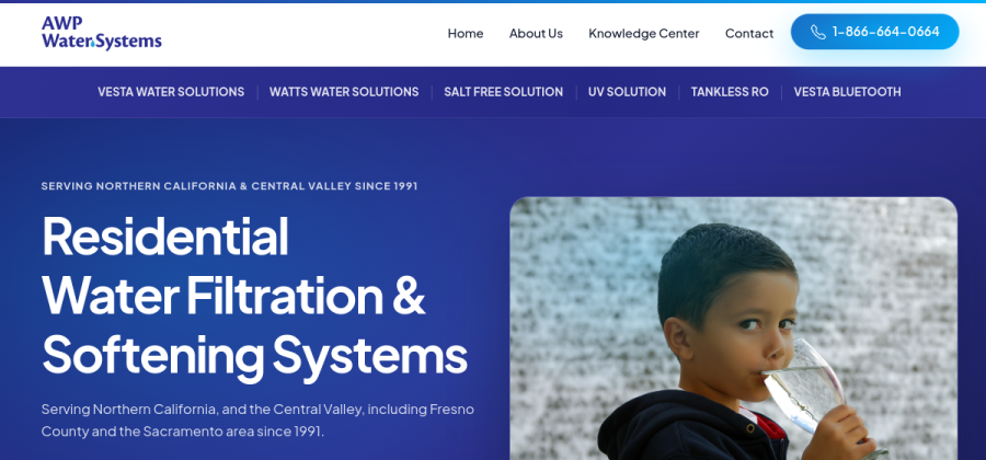 Screenshot of AWP Water Systems website