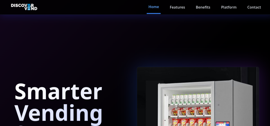 Screenshot of Discover Vend website