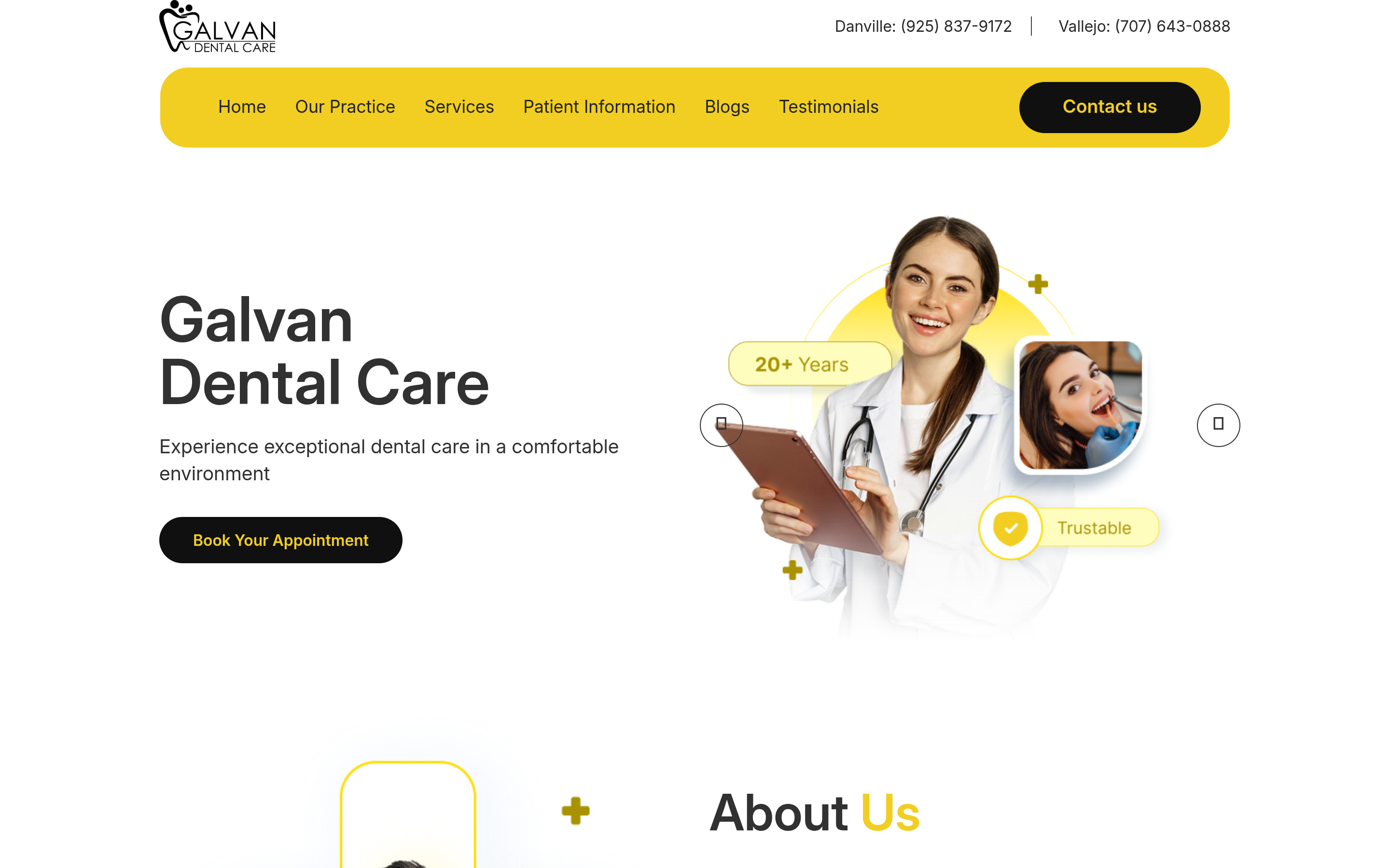 Screenshot of Galvan Dental Care website