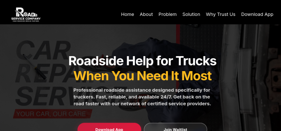 Screenshot of Road Service Company website